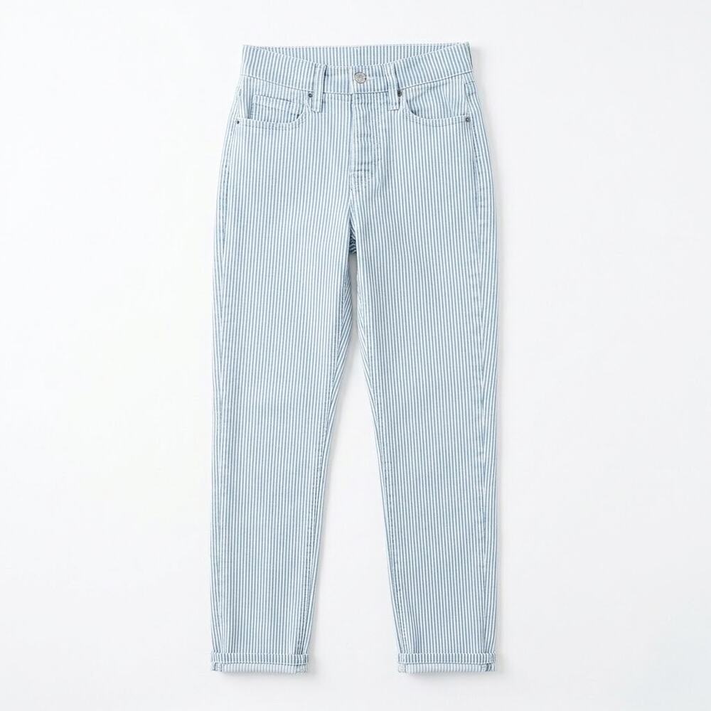 Old Navy Extra High-Waisted Button-Fly Sky-Hi Straight Striped Jeans Womens 0